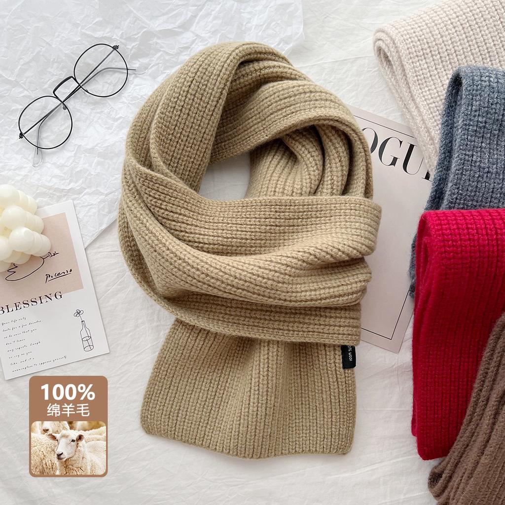 Clearance Japanese soft waxy premium 111 cotton solid color knitted scarf autumn and winter atmosphere versatile warm scarf