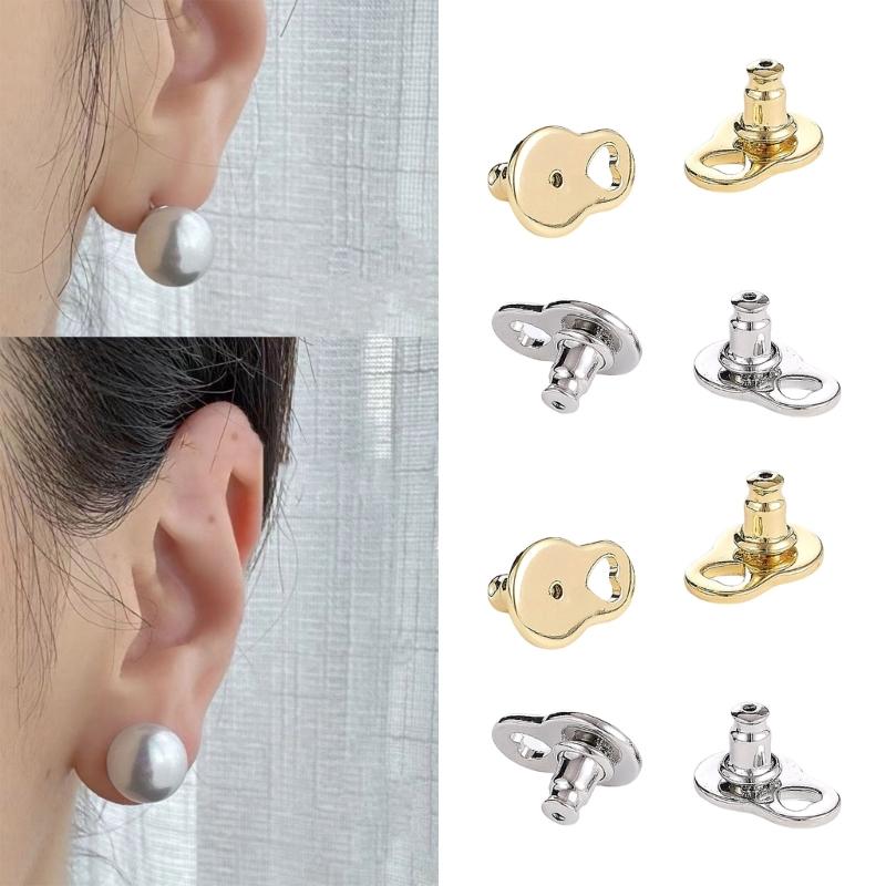 4PCS Droop Resistant Earring Backs Heart Lifters For Heavy Earrings Secure Locking Design Sturdy Copper Material