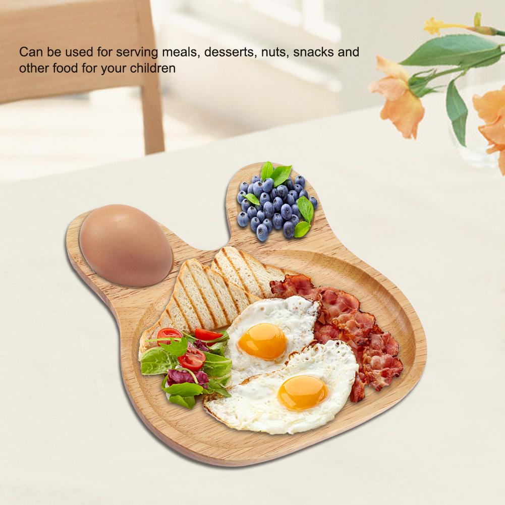 

Wooden Plate Child Dessert Snacks Serving Tray Adorable Rabbit Wood Dish Tableware for Kids #1