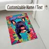 Dog Theme Crystal Velvet Rug Personalized Custom Name Text Soft Floor Mat Home Decor
