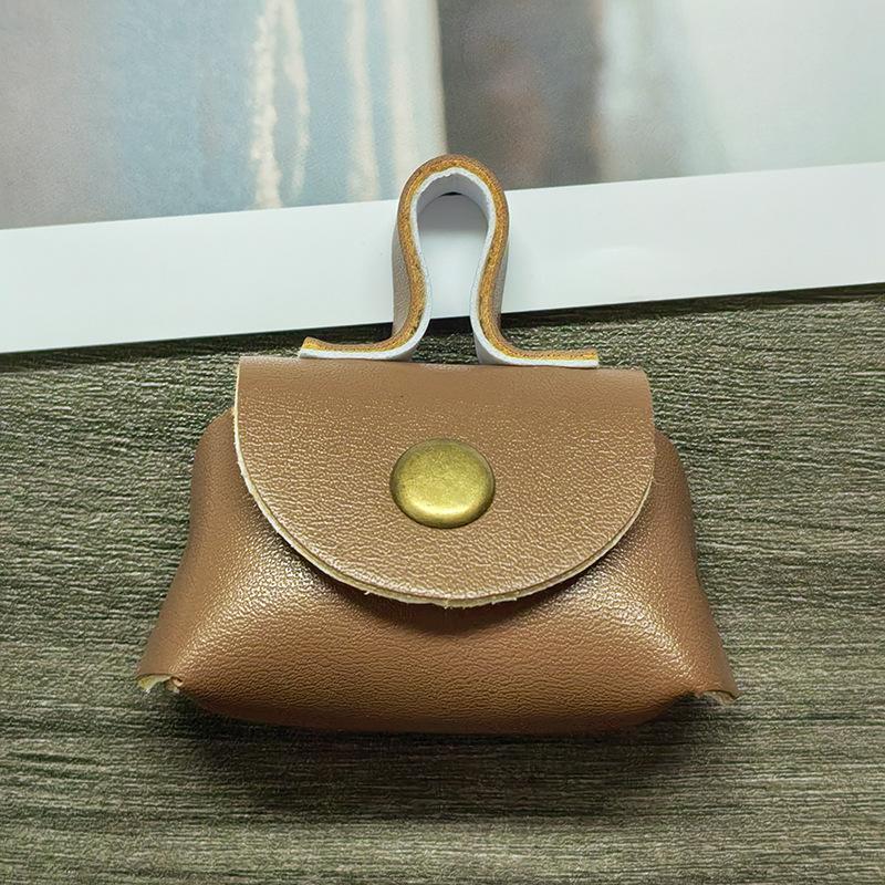 Fashion Pu Mini Bag Keychain Pendant Leather Woven Rope Travel Versatile Pendant Storage Small Bag Pendant