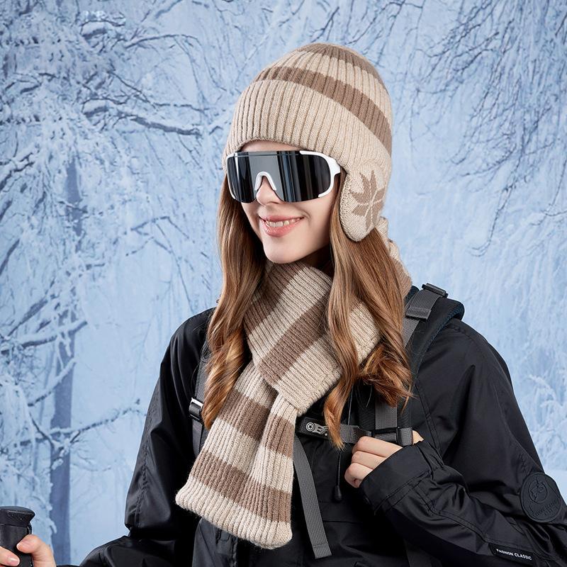 Wintermütze Schal Anzug Herren Damen Outdoor Winddicht Ohrenschutz Pullover Kaschmir Warm Gestrickte Wollmütze