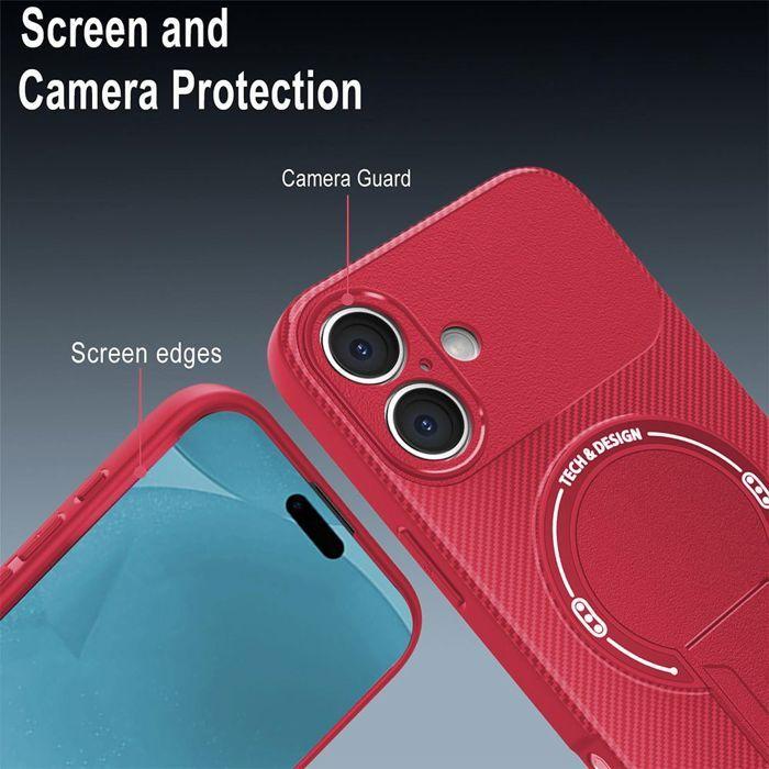 Coque de Protection - BOOLING - pour iPhone 17 - Silicone avec Cercle Magnétique Support Rouge - 2 Vitres