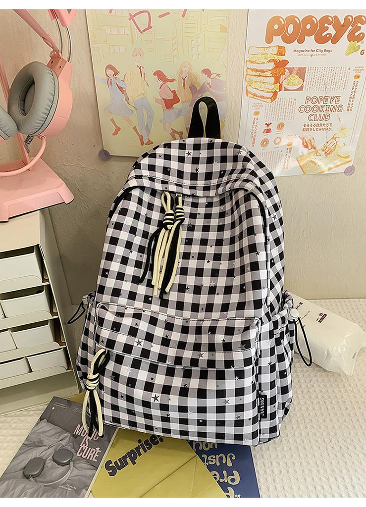 Schoolbag Cute Schoolbag Female Junior High School Mori Backpack Niche High Value Small Fresh Ins Plaid Light Multi-compartment Backpack