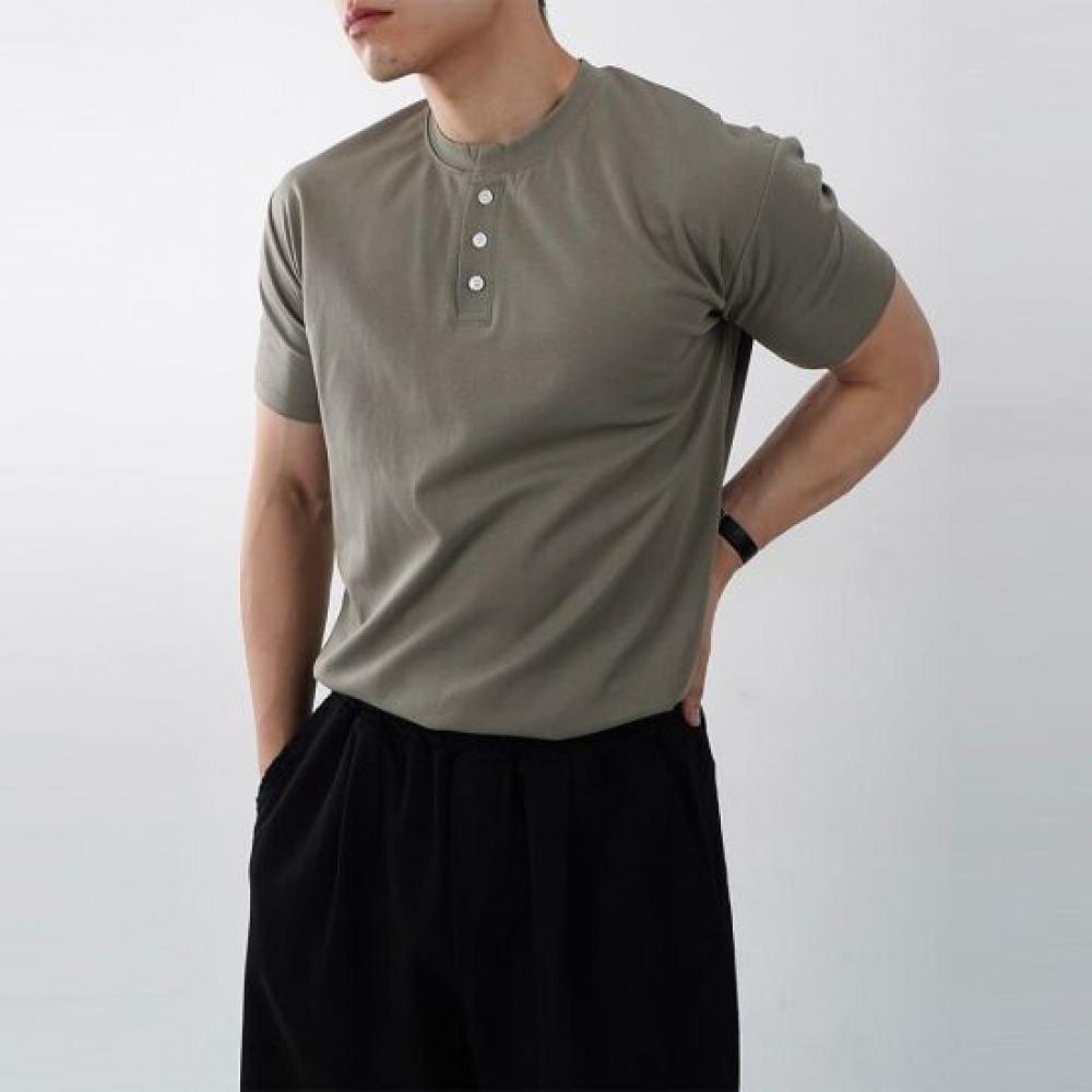 Onl Men Muscle Fit Henley Neck Short Sleeve
