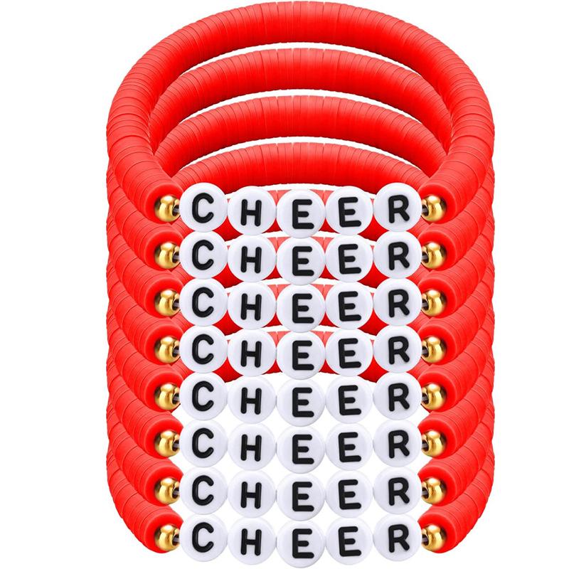 

Красочный эластичный браслет для чирлидинга с бусинами из полимерной глины