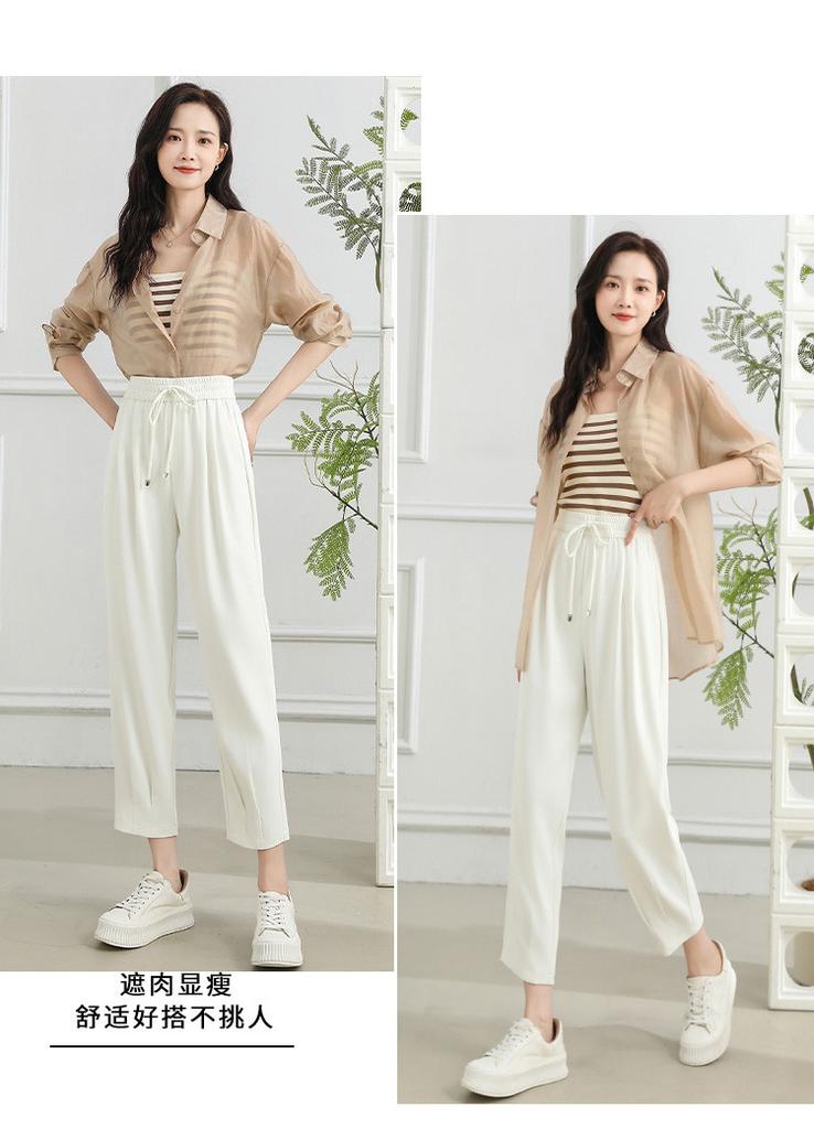 Haren Pants Elastic High Waisted Versatile and Solid Color Thin Women's Casual Pants