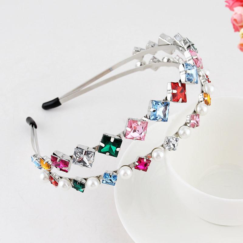 Baroque Colorful Rhinestone Headband Hair Hoop Women Hair Accessories New Shiny Fashion Crystal Flower Crown Head Wrap