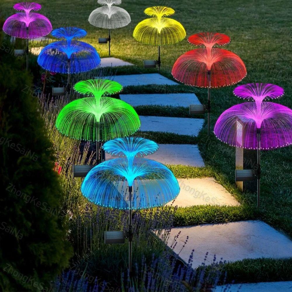 1/2/3/5 Layer Solar Jellyfish Lamp Colorful Fiber Optic Lamp Jellyfish Lawn Light  Outdoor
