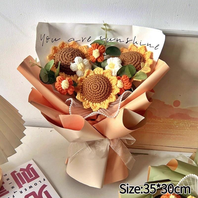 Artificial Flower Crochet Bouquet Eternal Flowers Valentine's Day Graduation Bouquet Wedding Guest Gift New Year Bouquet Flowers