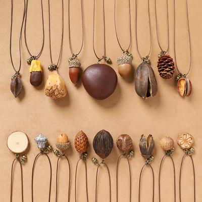 Female Acorn Pendant - Simple Long Sleeve Sweater Chain - Retro Knitted Necklace Accessory