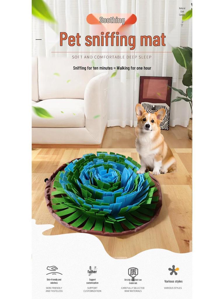 Pet Snuffle Mat: Felt Slow Feeder & Foraging Puzzle for Dogs - Anti-Choke, Boredom Relief, IQ Training Blanket