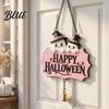Indoor Wall Art for Holidays Halloween Cute Witch Hat Ghost Door Sign Wooden Hanging Decoration Sweet Ornament Doorbell Pendants Outdoor Home