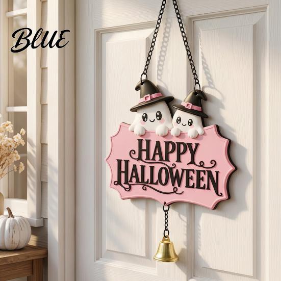 Indoor Wall Art for Holidays Halloween Cute Witch Hat Ghost Door Sign Wooden Hanging Decoration Sweet Ornament Doorbell Pendants Outdoor Home