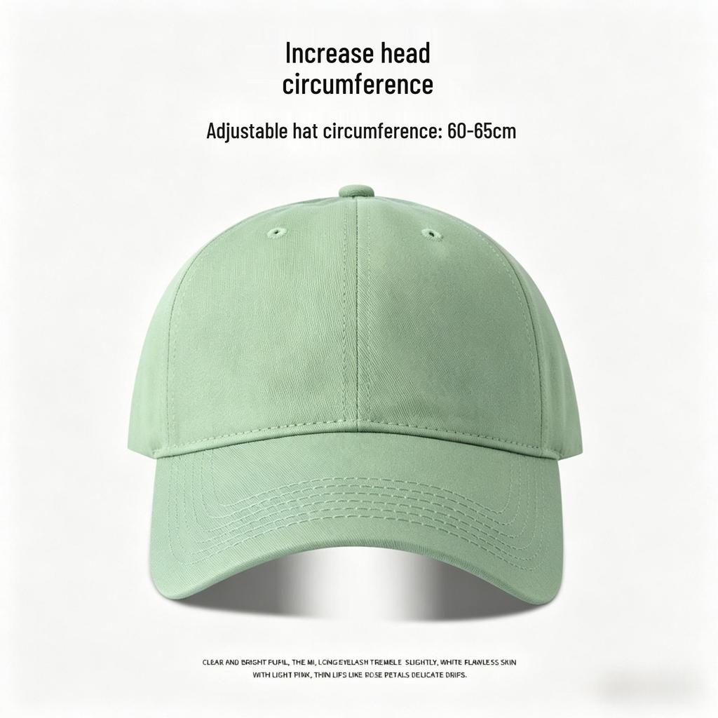 "65cm Unisex Solid Color Baseball Cap with Soft Top, Deepened and Widened Brim for a Slimmer Face Look."