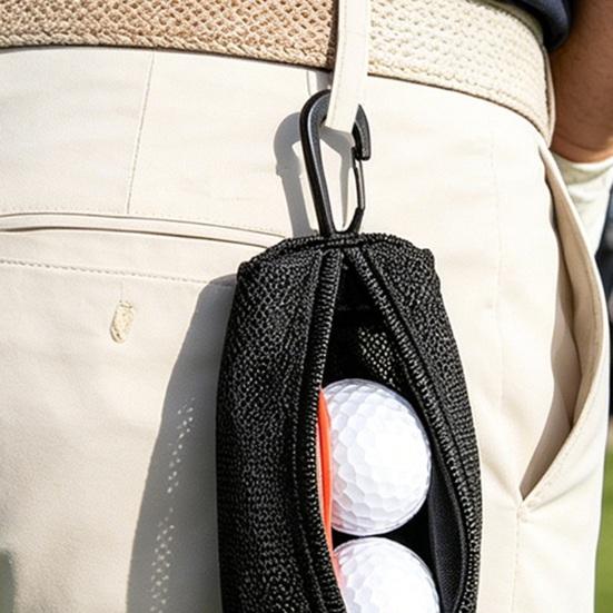 Mini Golf Waist Bag with Clip, Golf Ball Storage Pouch with Tee Holder, Golf Accessory Zipper Bag, Men Women Golfer Gift
