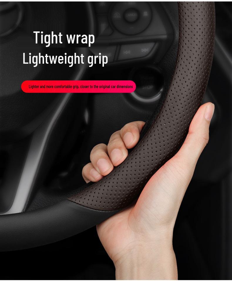 Genuine Leather Steering Wheel Cover for 24 Geely Models: Haoyue L, Xingyue L, Zhiqing, Xingrui, Binrui, Binyue - Green