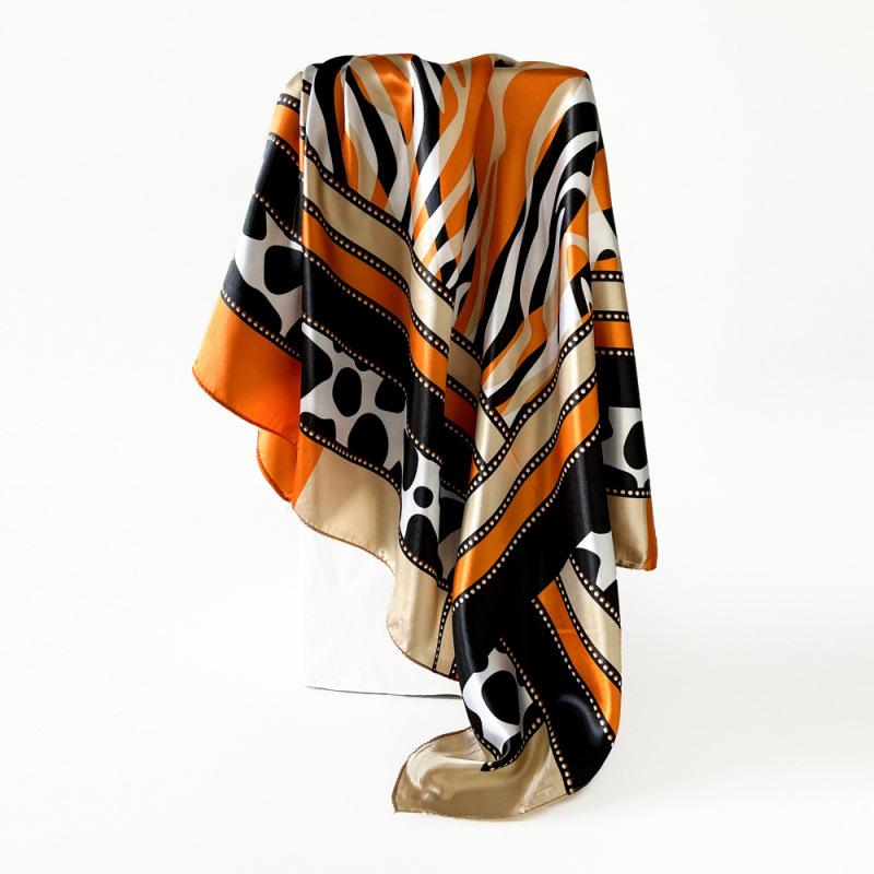 

Модный шелковый шарф с леопардовым принтом 90 см, женский новый большой квадратный шарф, тюрбан, шарф с принтом, атлас 90*90cm