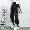 Hiphop Overalls Women's Small Feet Tied Black Chain Hip Hop Students Hip Hop Pants Are Thin High Waist Is Thin