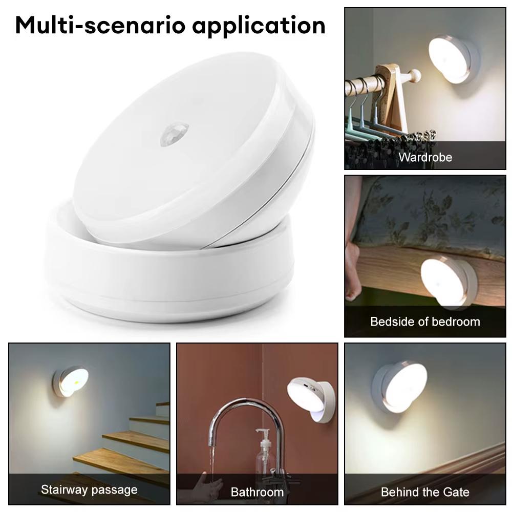 360° Rotatable Motion Sensor LED Night Light USB Rechargeable Wireless Wall Lamp Sound Light Control for Bedroom Corridor Home