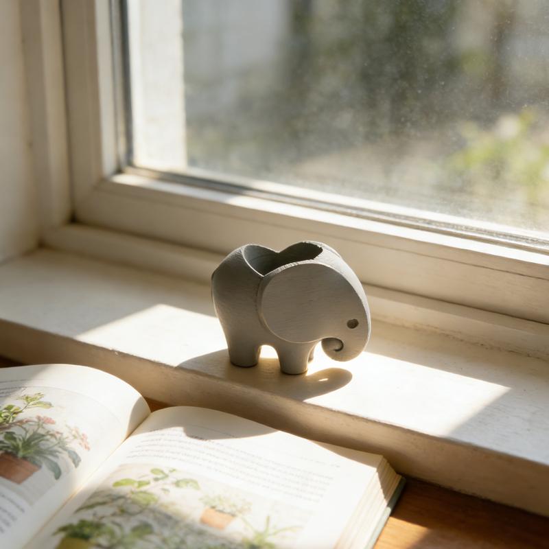 1Pc 3D Printed Mini Elephant Succulent Planter with Drainage Hole, Small Cactus Pot for Desk Shelf & Balcony