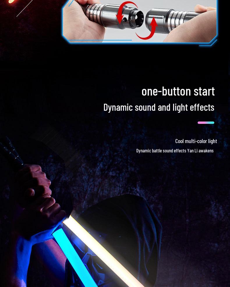 Dual RGB 15-Color Metal Lightsaber Toy - Star Wars Force Laser Sword for Dueling