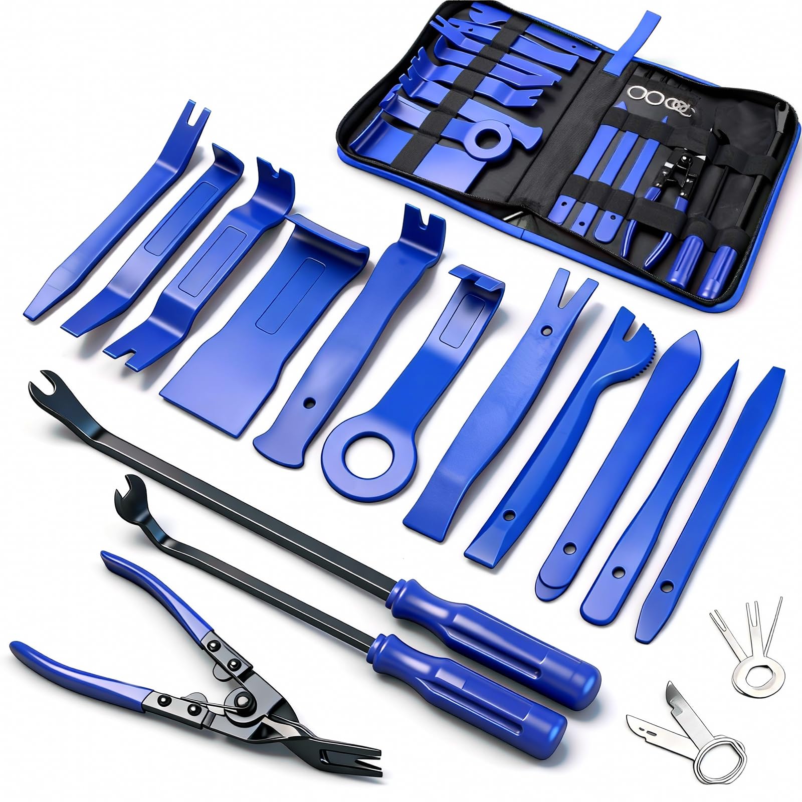 Trim Removal Tool, Car Panel Dashboard Door Audio Trim Removal Tool Kit, Auto Clip Pliers Fastener Remover Set, Plastic Pry Tool,Automotive Upholstery синий
