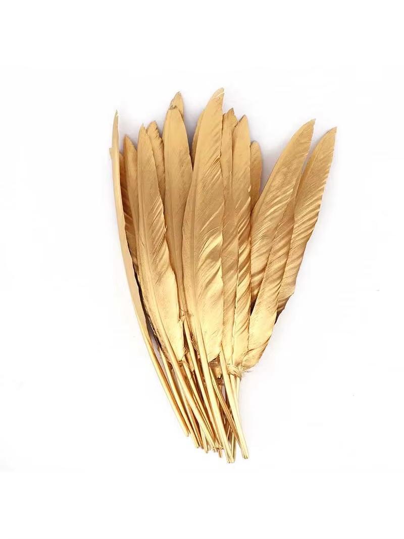 

50pcs Natural Gold Turkey Feathers Diy 30-35cm/12--14inch Christmas Home Craft Jewelry Feathers for Crafts Plumes 50pcs золотистый