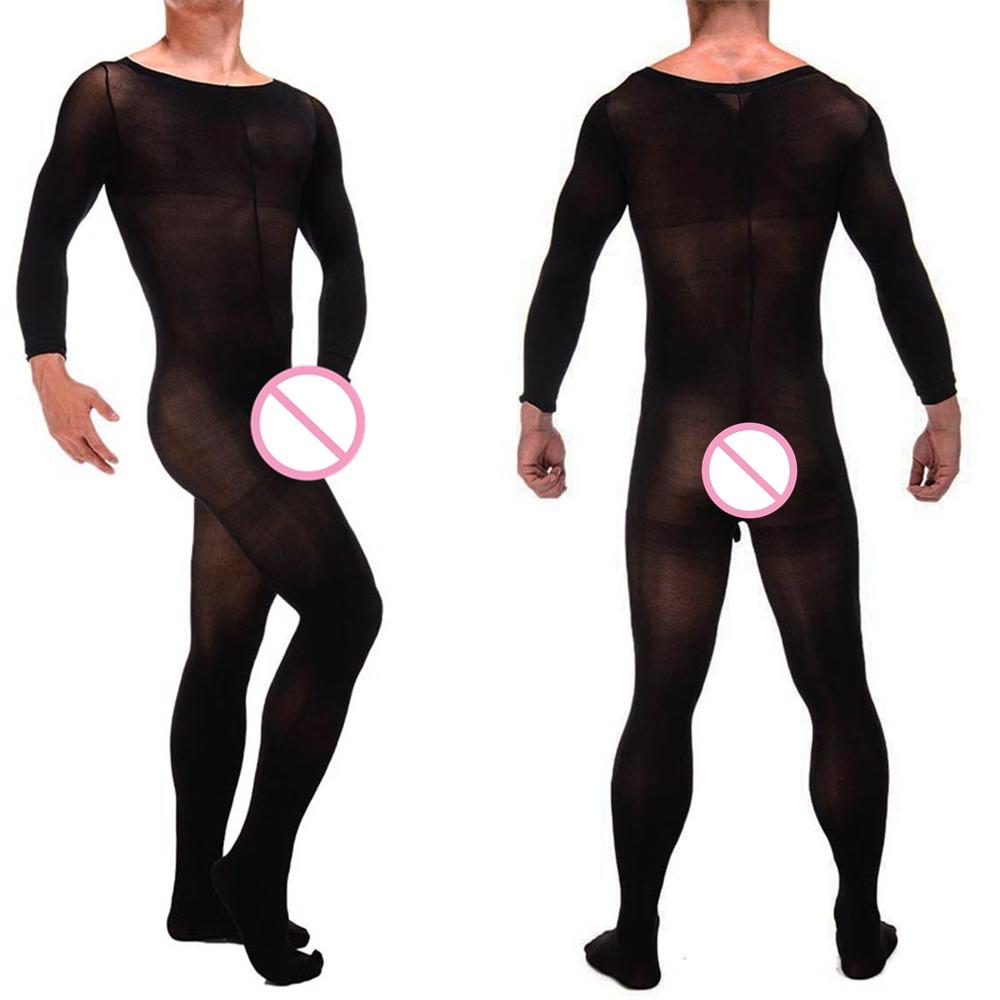 Sexy spodní prádlo porno Exotické body Sexy celotělové punčochy Sissy mužské tělové punčochy Muži Ultratenký popruh Hedvábné spodní prádlo