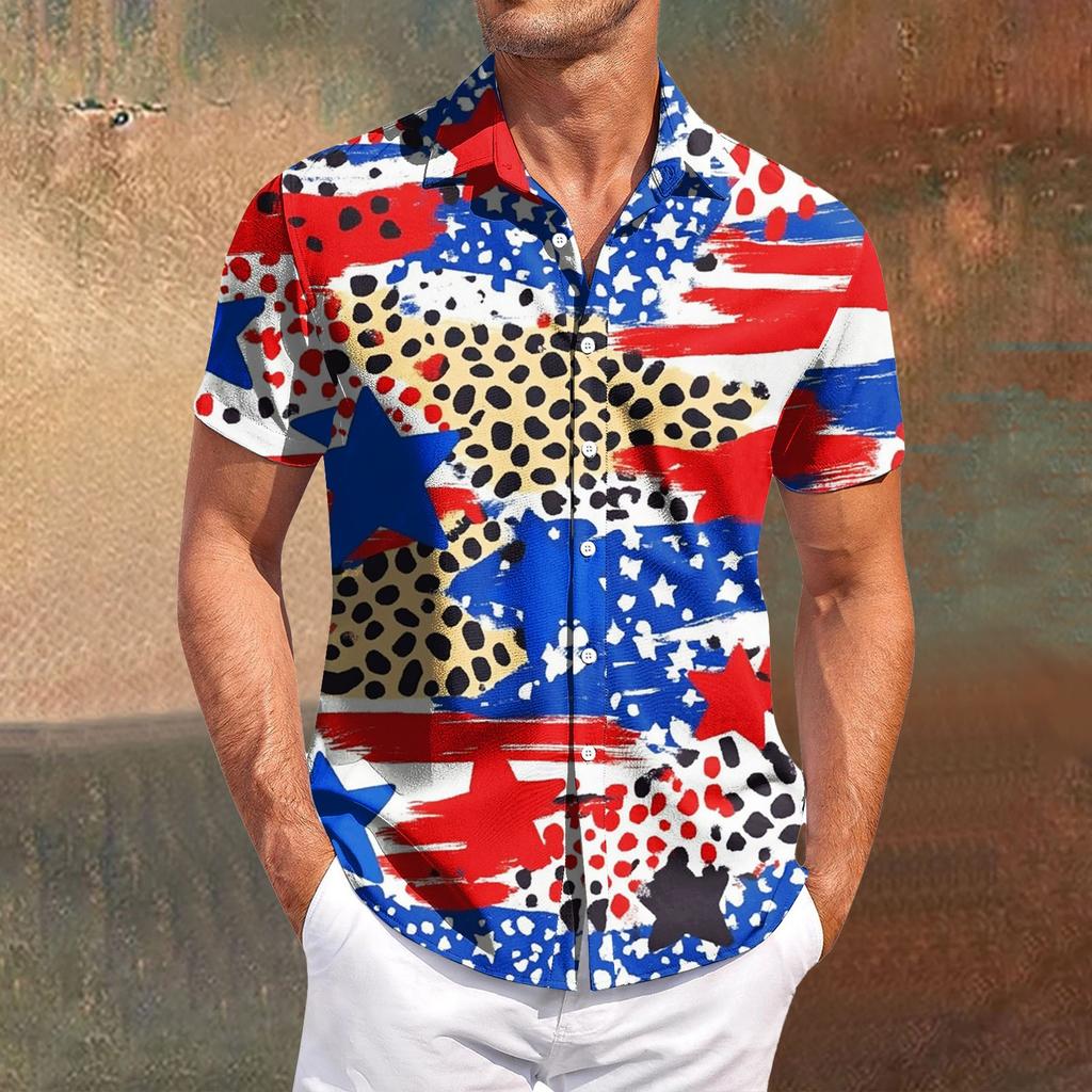 Pánské ležérní tričko s krátkým rukávem, úzké módní pánské s kostkovaným potiskem