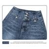 2026 Spring/Summer New Women's Denim Pants with Split Hem, High Waist, Vintage Buttoned Wide-Leg Jeans