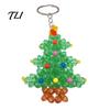 DIY Holiday Ornament Kit Christmas Tree Keychain, Faux Crystal Beaded Xmas Pendant, Creative Festive Making 3D Key Ring Charm Accessory for Home Decor