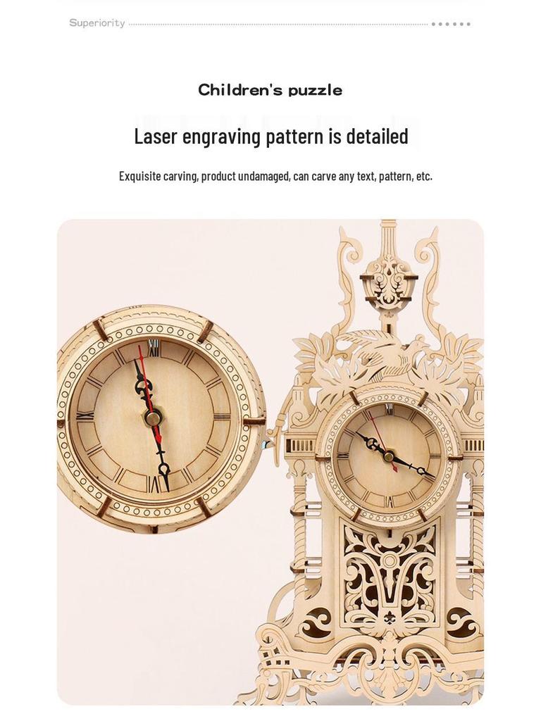 Handcrafted Wooden Clock Tower 3D Puzzle: Creative Educational Toy and Indoor Decoration for Children