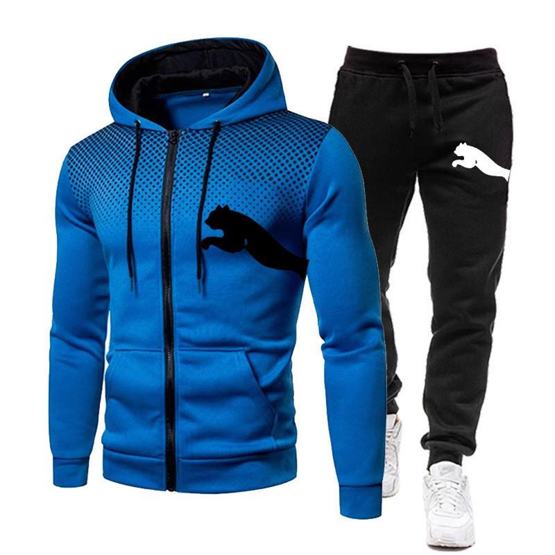 

Men s Trendy Polka Dot Zipper Cardigan Sports Suit - 2025 Casual Hoodie Two-Piece Set Small