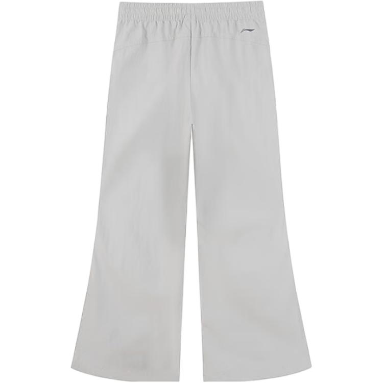 Li Ning CF Outdoor Series Casual Simple Solid Color Lace-Up Wide-Leg Knitted Sports Pants Women Pants White AYKV204-3