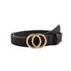 Double-loop Buckle Versatile Women's Belt, Basic PU Imitation Leather Fashionable Double-loop Buckle Flat Belt