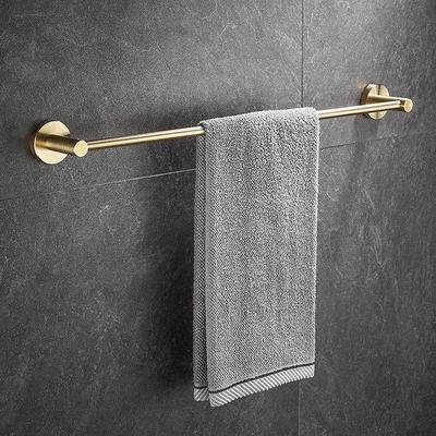 Portasciugamani dorato: Scaffale di Lusso Leggero in Acciaio Inossidabile 304 Senza Foratura con Barra Singola.