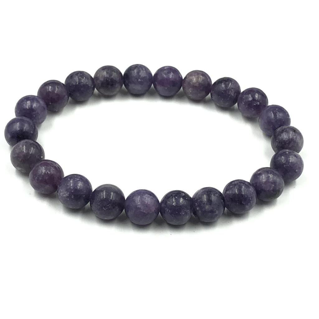 8mm Natural Lepidolite Gemstone Unisex Beads Jewelry Handmade Good-Luck Bracelet For Birthday Gift RBB-27