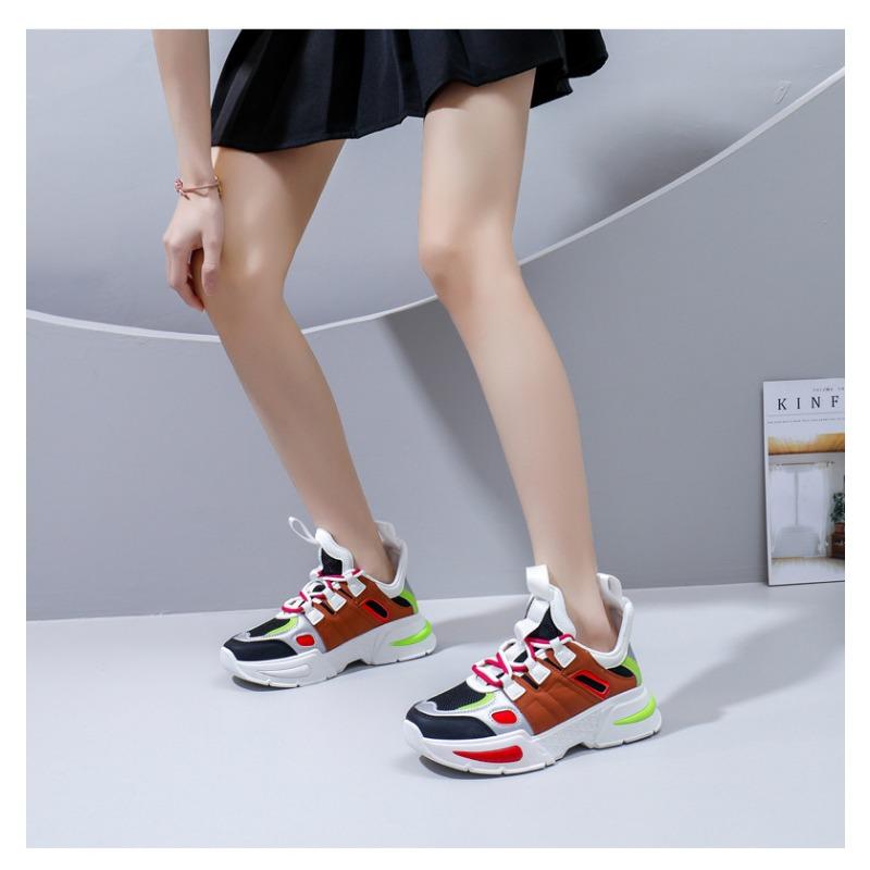 New Color Block Dad Shoes Women Chunky Platform Sneakers Fashion Casual Height Increasing Shoes