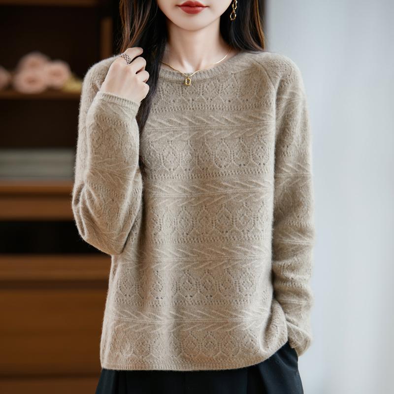 Women's cashmere sweater Qinghe cashmere 30% cashmere 70% wool autumn and winter pullover warm and fashionable