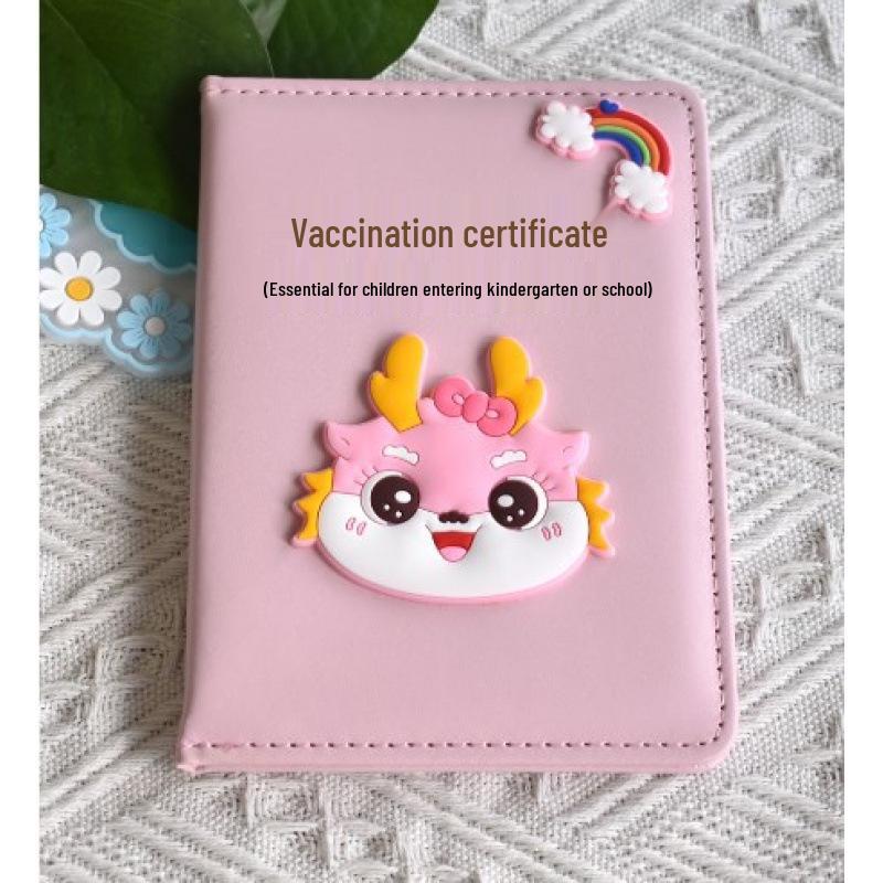 Dragon Baby Leather Case Set: Birth & Medical Certificate Protector with Vaccination Record Book.