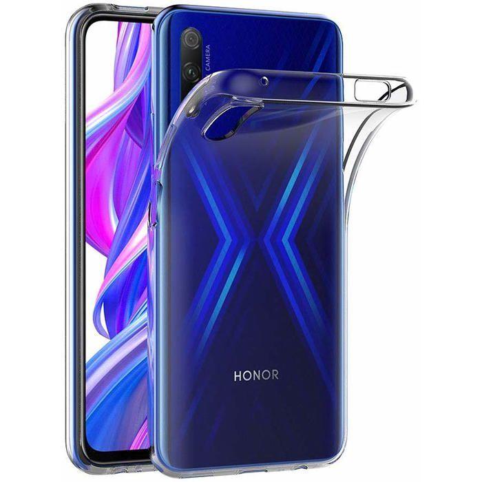 Case and Neck Strap for Honor 9X - Transparent Soft TPU Adjustable Black Cord Phonillico®