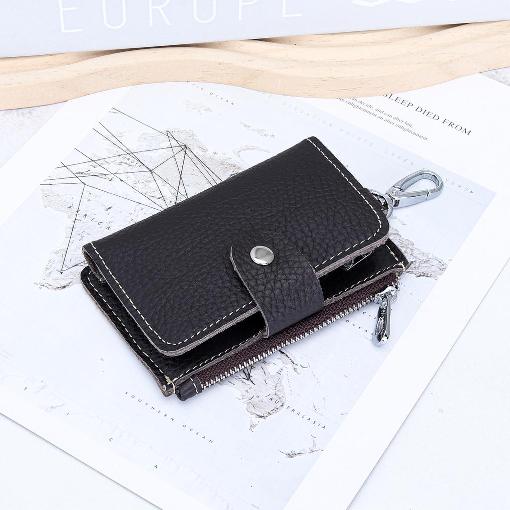 Key Case Soft Leather Waist Hang Key Holder with 6 Keyrings Keys Organizer for Men Women Daily/Travel Use