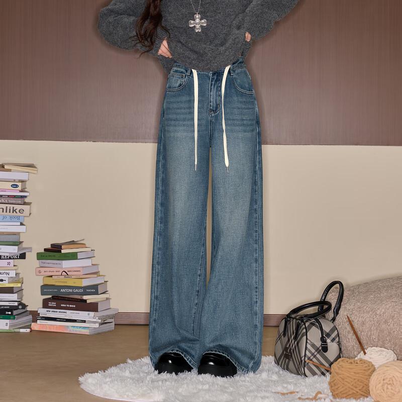 

Sancai 2025 Winter Loose Wide-Leg Denim Jeans XL