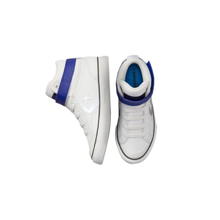 Converse Pro Blaze Strap Casual Durable High-Top Skate Shoes Kids Sneakers Silver Gray 672123C