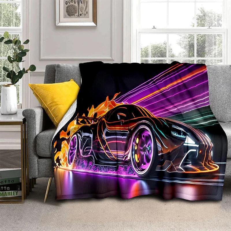 Coperta Cartone Animato Auto Sportiva Futura 3D HD Concept Car, Coperta Morbida da Divano per Casa Camera da Letto Letto Divano Picnic Viaggio Coperta per Bambino
