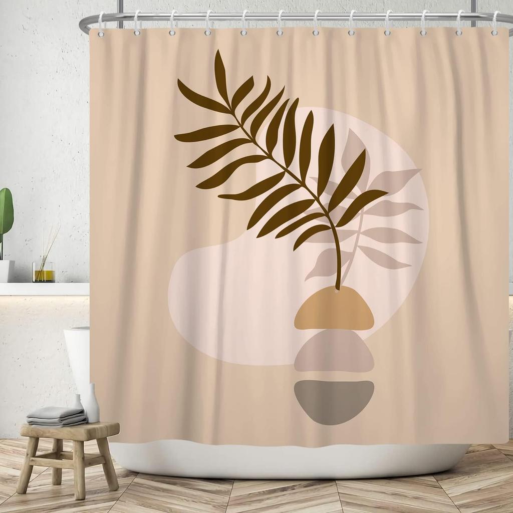 Bohemian Style Abstract Modern Floral Rose Face Shower Curtain 180X 180Cm Waterproof Shower Curtain With 12 Hooks