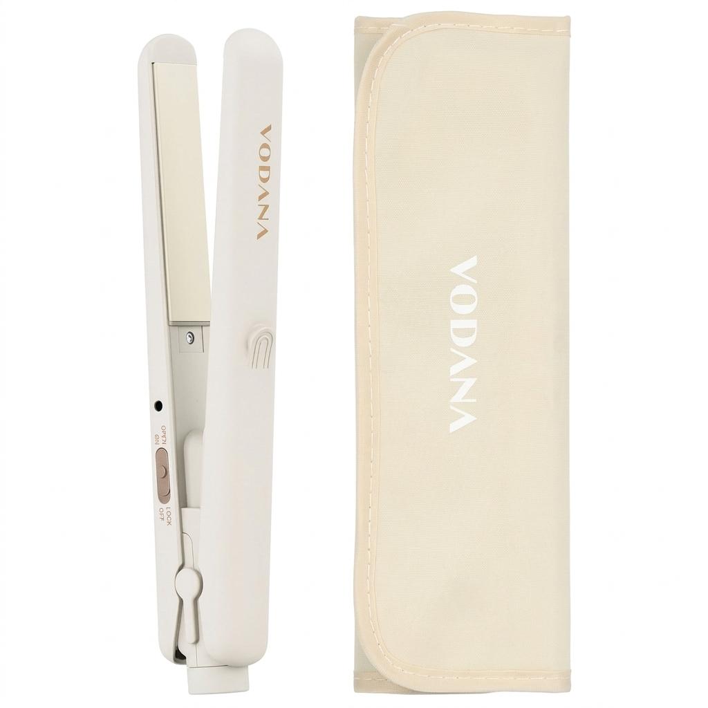 

VODANA Pocket Mini Flat Iron - [KOREAN HAIR STYLER] Portable Ceramic Hair Straightener with Free Voltage & Travel Pouch ivory