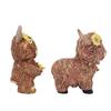 Flower Highland Cow Statue Cute Small Animal Figurines for Home Garden Kitchen Office