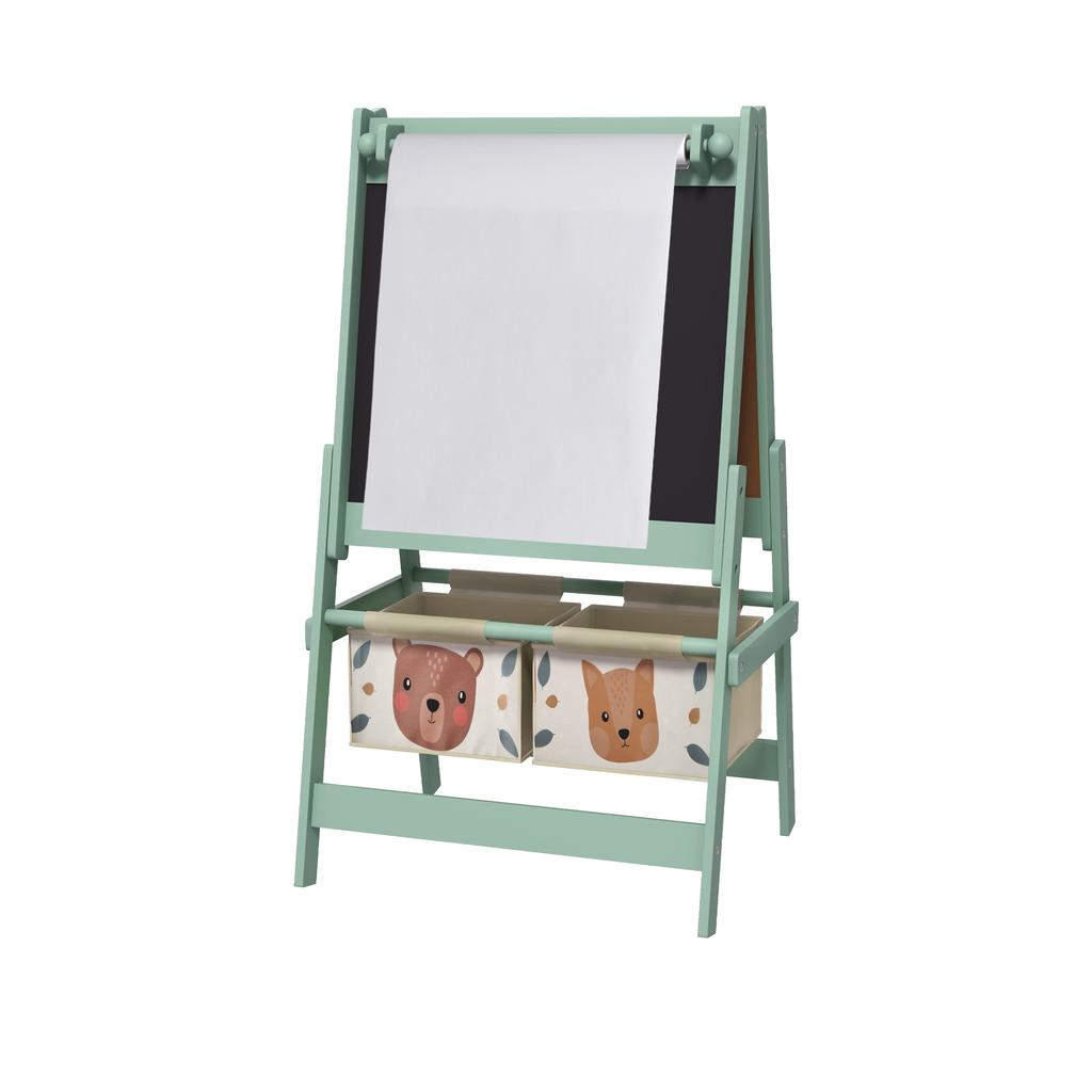 Children's Chalkboard with 3-in-1 Easel and 2 Storage Bins. Ages 3-8. 54x46.5x93cm. Green